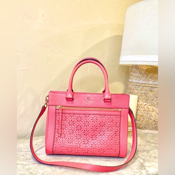 KATE SPADE Laser-Cut Floral Lattice Satchel *NWOT* - Picture 6 of 15